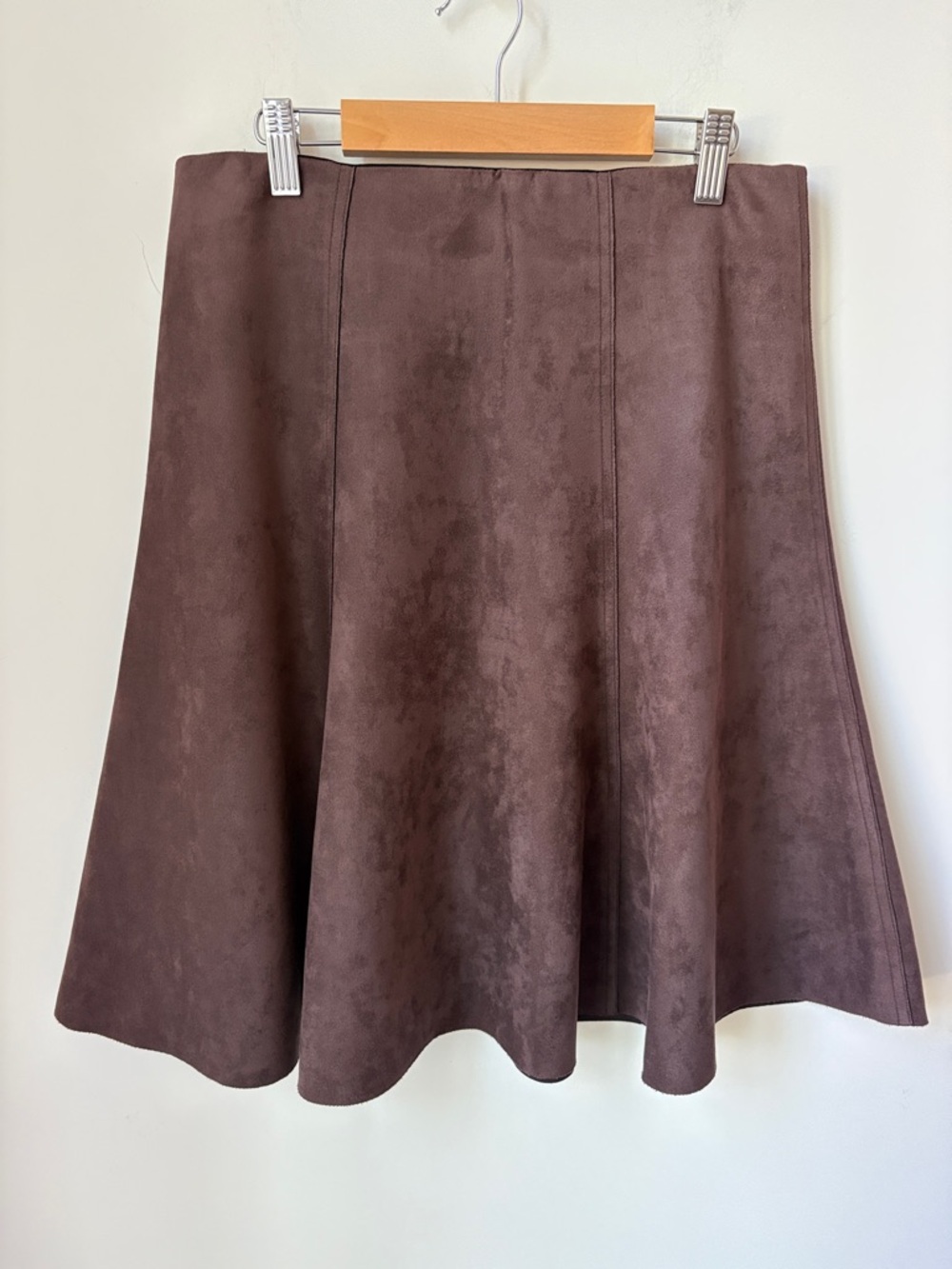 Vivienne Tam Faux Suede A Line Skirt Pull On Elastic Waist Boho Classic Size M